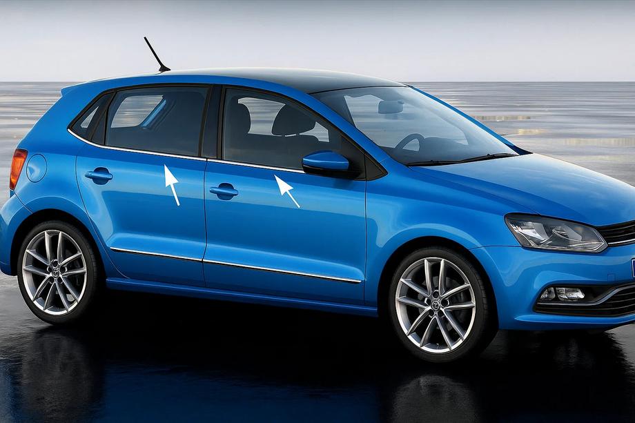 Volkswagen Polo 2010-2017 рр. Окантовка вікон HB (6 шт, нерж) Image