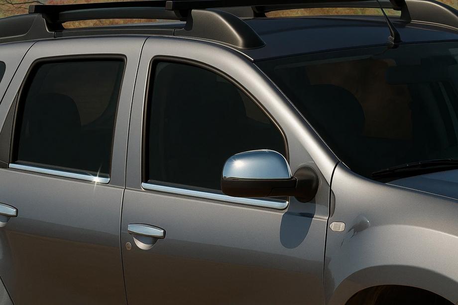 Renault Duster 2008-2017 рр. Накладки на дзеркала варіант 1 (2 шт., нерж) OmsaLine - Італійська нержавійка Image