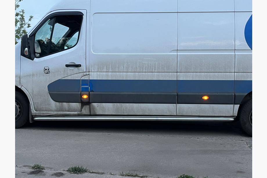 Opel Movano 2010-2021 рр. Бокові пороги Premium (2 шт., нерж.) 60 мм, середня база Фото 3