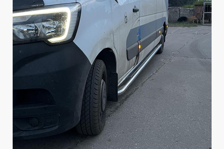 Opel Movano 2010-2021 рр. Бокові пороги Premium (2 шт., нерж.) 60 мм, середня база Фото 5