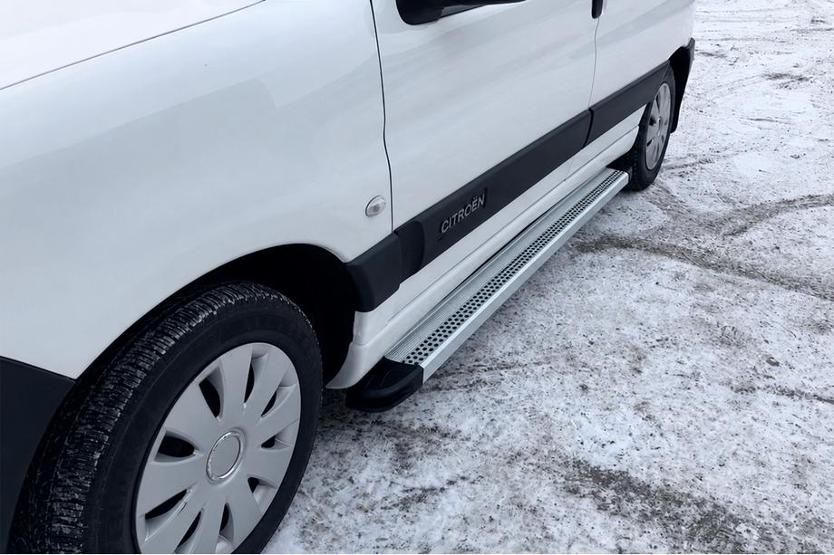Citroen Berlingo 1996-2008 рр. Бокові пороги Maya V2 (2 шт., алюміній) Image