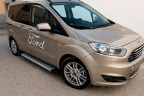 Ford Courier 2014-2023 рр. Бокові пороги Maya V2 (2 шт., алюміній) фото 1