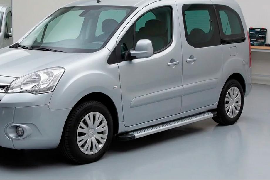 Peugeot Partner Tepee 2008-2018 рр. Бокові пороги Maya V2 (2 шт., алюміній) Image