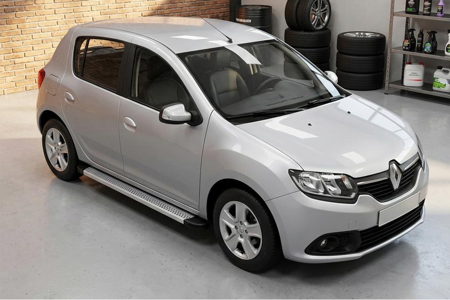 Renault Sandero 2013-2022 рр. Бокові пороги Maya V2 (2 шт., алюміній) Image