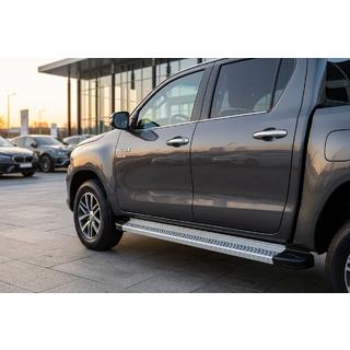 Бокові пороги Maya V2 (2 шт., алюміній) Toyota Hilux 2015- рр. фото 1
