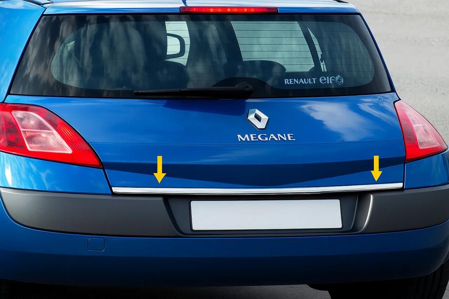 Renault Megane II 2004-2009 рр. Кромка багажника (нерж.) HB, Carmos - Турецька сталь Фото 2