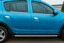 Renault Sandero 2007-2013 рр. Зовнішня окантовка вікон (4 шт., нерж.) фото 1