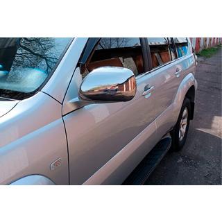 Накладки на дзеркала (2 шт., нерж) Toyota Land Cruiser Prado 120 2002-2009 рр. фото 4