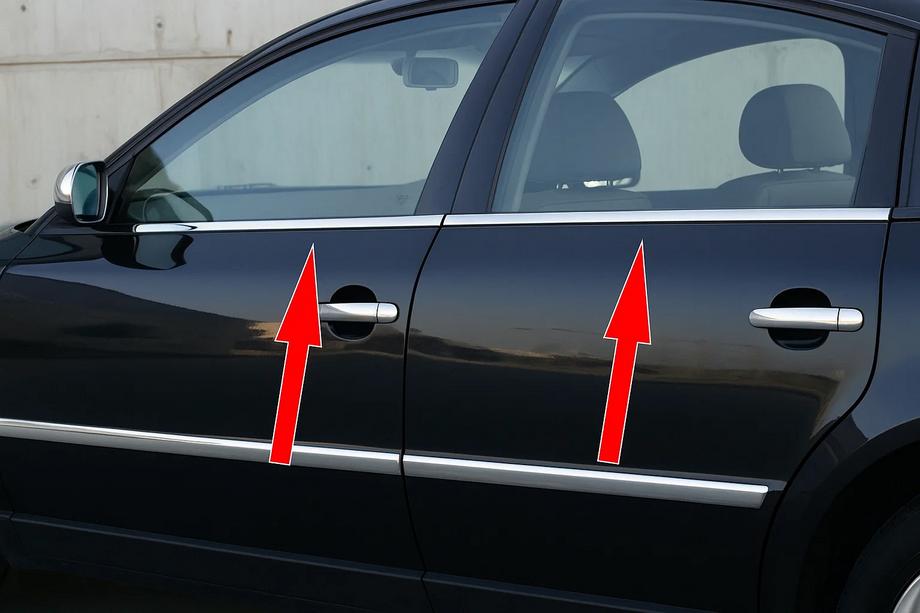 Volkswagen Passat B5 1997-2005 рр. Зовнішня окантовка вікон (4 шт, нерж) OmsaLine - Італійська нержавійка Image