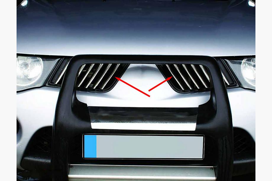 Mitsubishi L200 2006-2015 рр. Накладки на решітку радіатора (14 шт, нерж) Фото 2