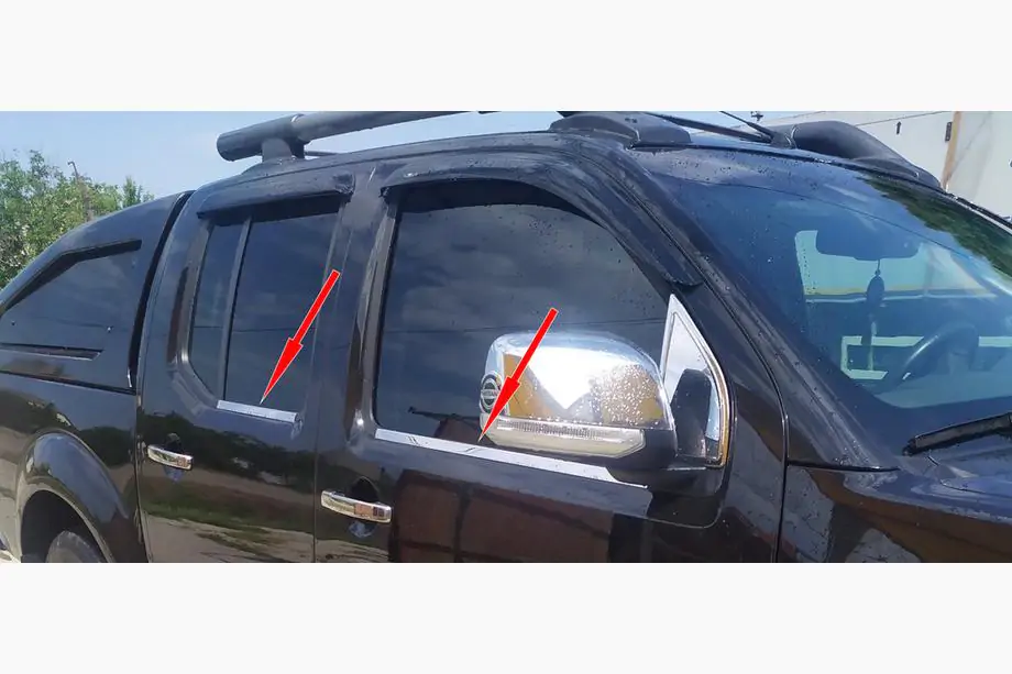 Nissan Navara 2006-2015 рр. Зовнішня окантовка вікон (4 шт., нерж.) Carmos - Турецька сталь Фото 4