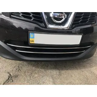 Смужки на нижню решітку (2 шт., нерж) Nissan Qashqai 2010-2014 рр. фото 1