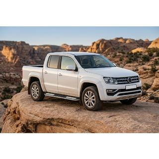 Бокові пороги Tayga V2 (2 шт., алюміній) Volkswagen Amarok 2010-2022 рр. фото 1