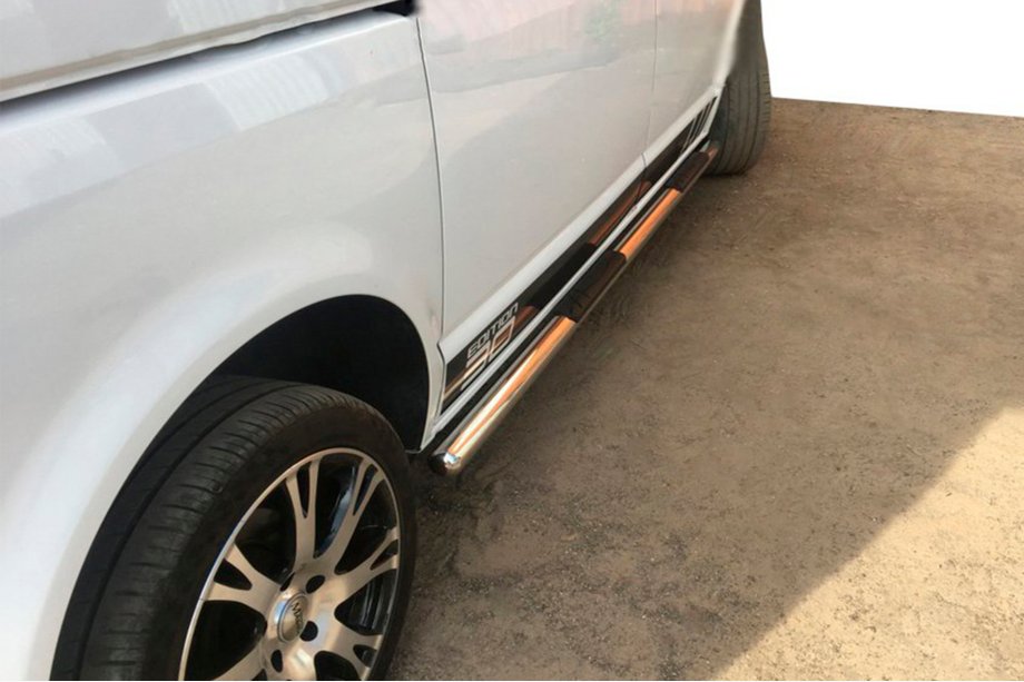 Volkswagen T5 2010-2015 рр. Бічні труби (2 шт., нерж) 60мм, Коротка база Фото 11
