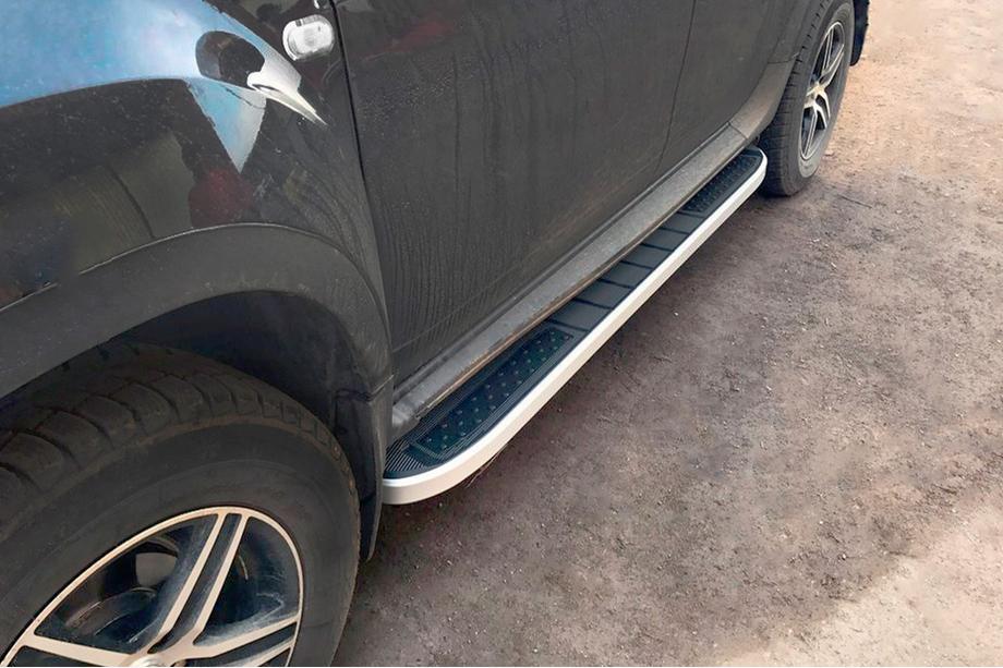 Dacia Duster 2008-2018 рр. Бокові пороги Tayga Grey V2 (2 шт., алюміній) Image