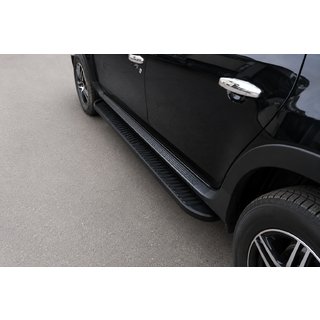 Бокові пороги Tayga V1 Black (2 шт., алюміній) Dacia Duster 2008-2018 рр. фото 1