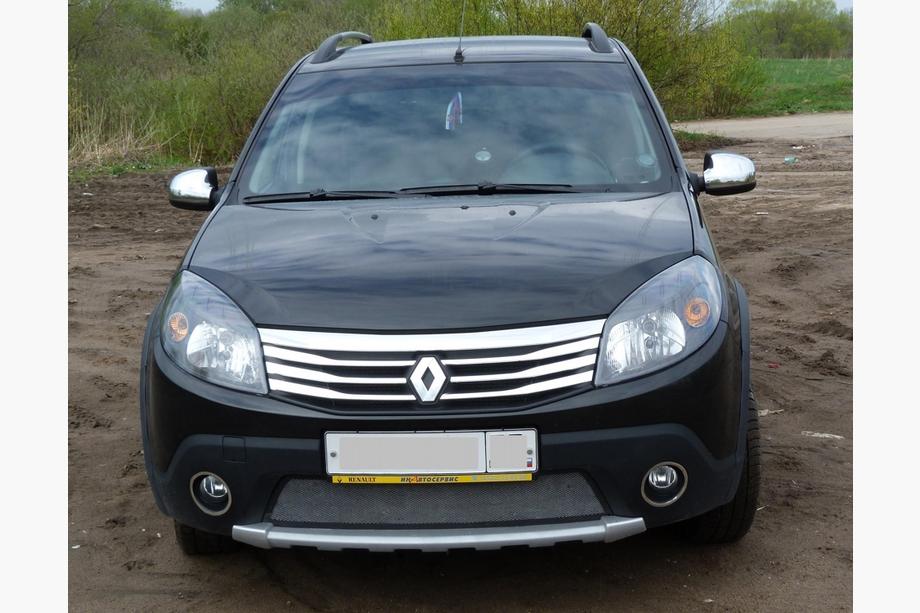 Renault Logan MCV 2005-2013 рр. Хром на дзеркала ВЕРХІВКИ варіант 2 (2шт) Фото 3