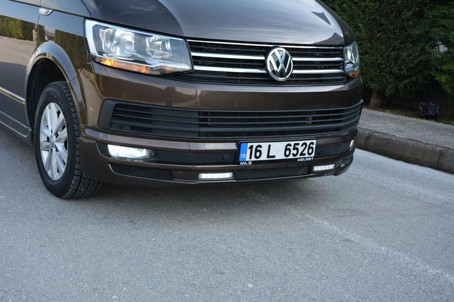 Volkswagen T6 2015-2024 рр. Накладка на передній бампер Sport 2-LED 2015-2018 (під фарбування) Фото 11
