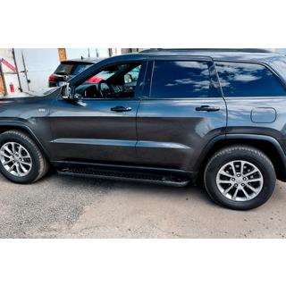 Бокові пороги Allmond Black (2 шт., алюміній) Jeep Grand Cherokee WK2 2010-2021 рр. фото 3