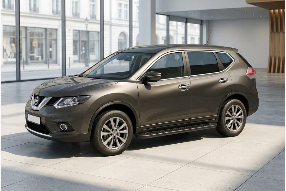Nissan X-trail T32/Rogue 2014-2021 рр. Бокові пороги Allmond Black (2 шт., алюміній) Фото 1