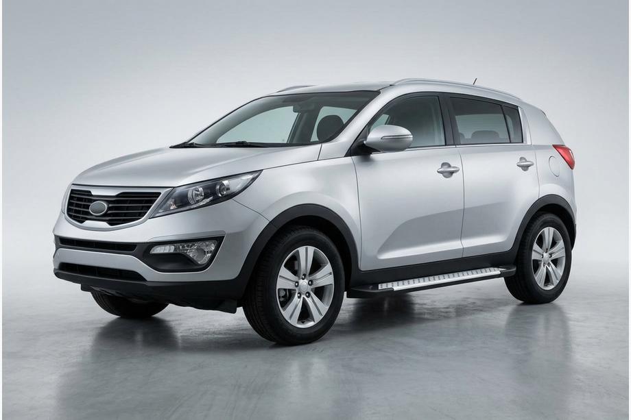 Kia Sportage 2010-2015 рр. Бокові пороги Allmond Grey (2 шт., алюм.) Фото 1