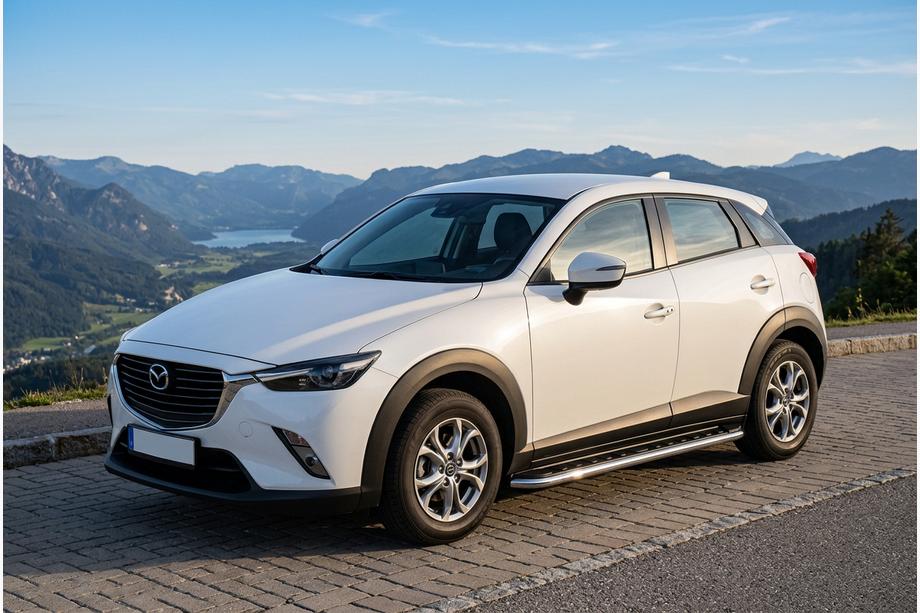 Mazda CX-3 2015- рр. Бокові пороги Maydos V1 (2 шт., алюміній ↗ нерж) Image