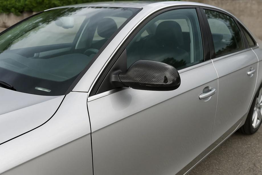Audi A4 B8 2007-2015 рр. Накладки на дзеркала 2010-2015 (2шт, натуральний карбон) Фото 1