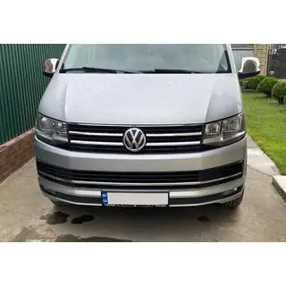 Накладки на решітку бампера 2015-2019 (3 шт, нерж) Volkswagen T6 2015-2024 рр. фото 2
