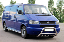 Volkswagen T4 Transporter 1990-2003 рр. Кенгурятник WT003 60мм (нерж) 50мм, з написом фото 5