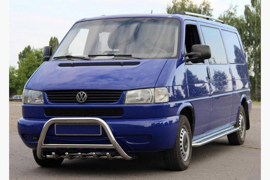 Volkswagen T4 Transporter 1990-2003 рр. Кенгурятник WT003 60мм (нерж) 50мм, з написом Image