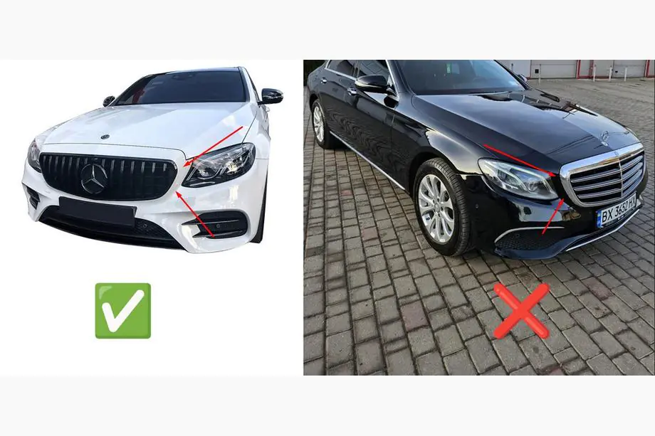 Mercedes E-class W213 2016-2023 рр. Передня решітка Diamond Black (для Avantgarde/AMG-Line/E43 AMG/E53 AMG 2016-2020) Без місця під камеру Фото 5