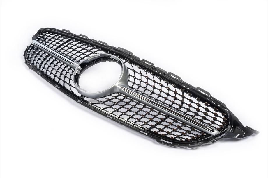 Mercedes C-class W205 2014-2021 рр. Передня решітка Diamond Silver (для Avantgarde/AMG-Line/C43 AMG) 2018+, з камерою Фото 9
