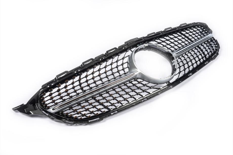 Mercedes C-class W205 2014-2021 рр. Передня решітка Diamond Silver (для Avantgarde/AMG-Line/C43 AMG) 2018+, з камерою Фото 12
