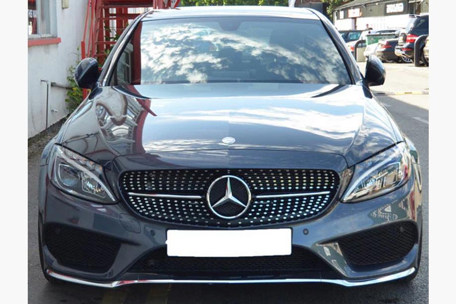 Mercedes C-class W205 2014-2021 рр. Передня решітка Diamond Silver (для Avantgarde/AMG-Line/C43 AMG) 2018+, з камерою Фото 20