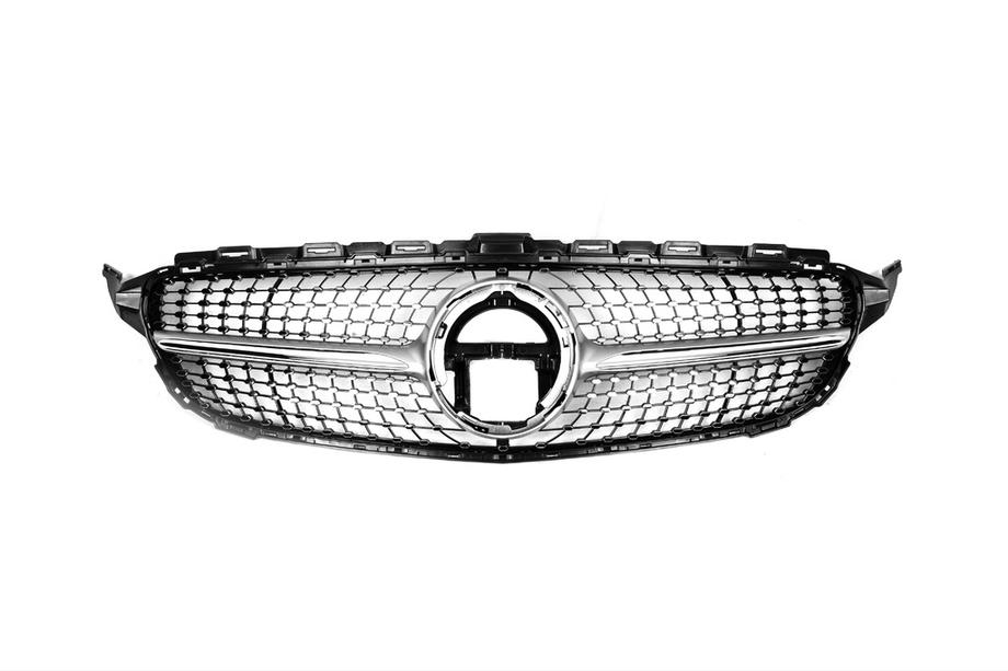 Mercedes C-class W205 2014-2021 рр. Передня решітка Diamond Silver (для Avantgarde/AMG-Line/C43 AMG) 2018+, з камерою Фото 11