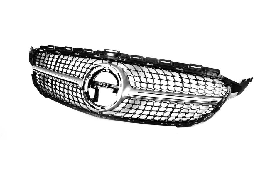 Mercedes C-class W205 2014-2021 рр. Передня решітка Diamond Silver (для Avantgarde/AMG-Line/C43 AMG) 2018+, з камерою Фото 13