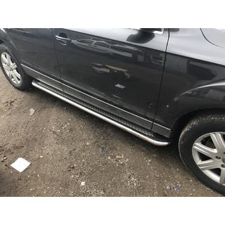 Бокові пороги Maydos V2 (2 шт., алюміній ↗ нерж) Audi Q7 2005-2015 рр. фото 2