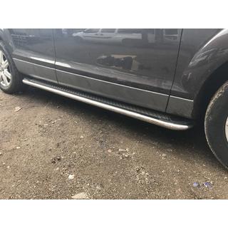Бокові пороги Maydos V2 (2 шт., алюміній ↗ нерж) Audi Q7 2005-2015 рр. фото 3