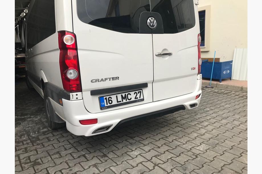 Volkswagen Crafter 2006-2016 рр. Накладка на задній бампер V2 (під фарбування) Фото 3