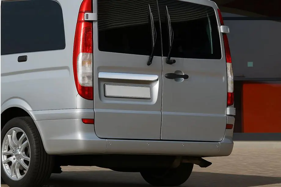 Mercedes Vito W639 2004-2014 рр. Накладка над номером (2-двер, нерж) OmsaLine - Італійська нержавійка (без напису) Фото 1