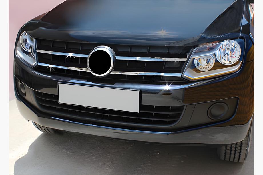Volkswagen Amarok 2010-2022 рр. Накладки на решітку 2010-2016 (вузькі смужки, 4 шт, нерж) Carmos - Турецька сталь Фото 2