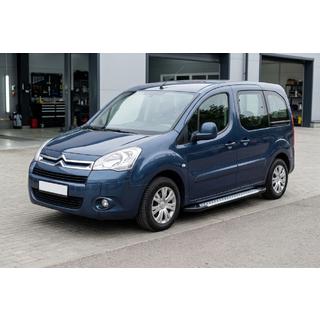 Бокові пороги Allmond Grey (2 шт., алюм.) Citroen Berlingo 2008-2018 рр. фото 1