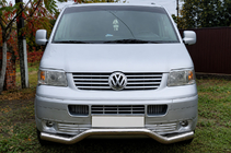 Volkswagen T5 Transporter 2003-2010 рр. Передній захист хвиля ST007 (нерж) фото 1