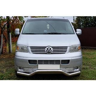Передній захист хвиля ST007 (нерж) Volkswagen T5 Transporter 2003-2010 рр. фото 1
