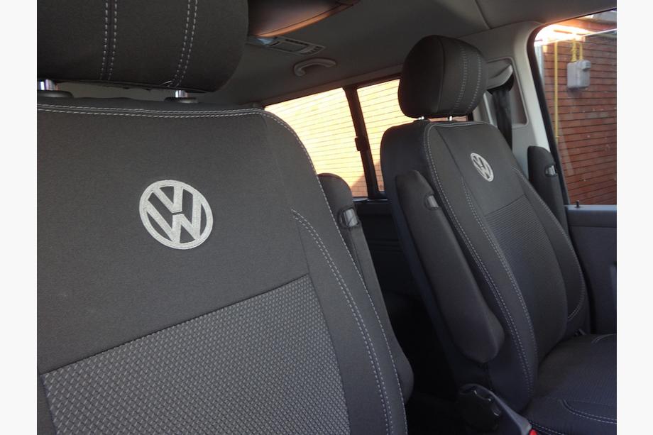 Volkswagen T5 Caravelle 2004-2010 рр. Авточохли (екошкіра та тканина, Premium) Передні (2↗1) Фото 12