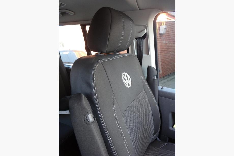 Volkswagen T5 Caravelle 2004-2010 рр. Авточохли (екошкіра та тканина, Premium) Передні (2↗1) Фото 14