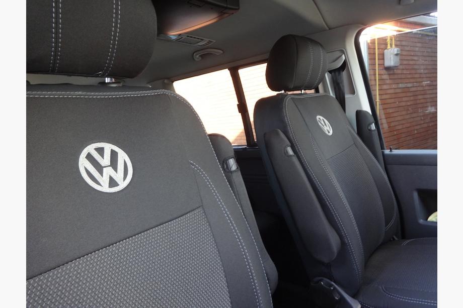 Volkswagen T5 2010-2015 рр. Авточохли (кожзам↗тканина, Premium) Передні (1↗1) Фото 9