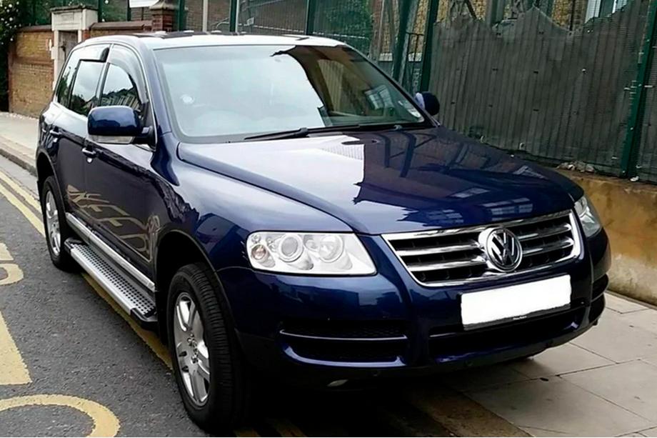 Volkswagen Touareg 2002-2010 рр. Бокові пороги Allmond Grey (2 шт., алюм) Фото 2