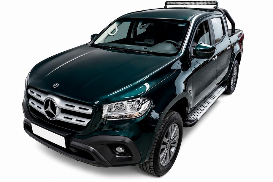 Mercedes X class 2017-2020 рр. Бокові пороги Allmond Grey (2 шт., алюміній) Фото 1