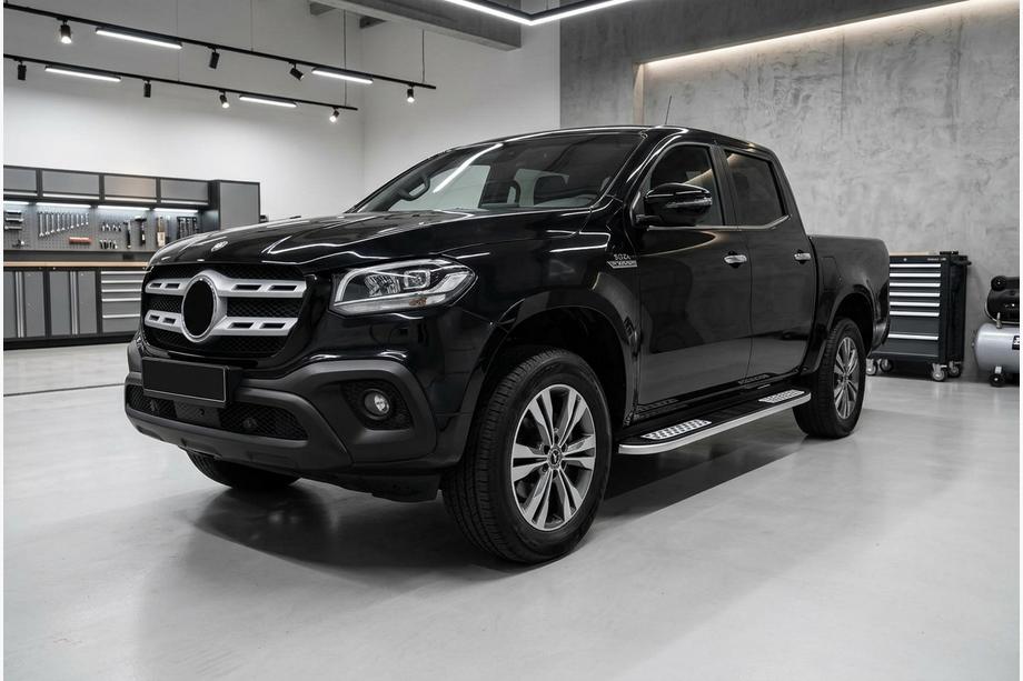 Mercedes X class 2017-2020 рр. Бокові пороги Tayga Grey V2 (2 шт., алюміній) Фото 1